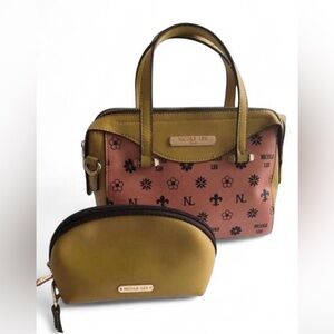 Nicole Lee Women’s Pink and Yellow Satchel Set